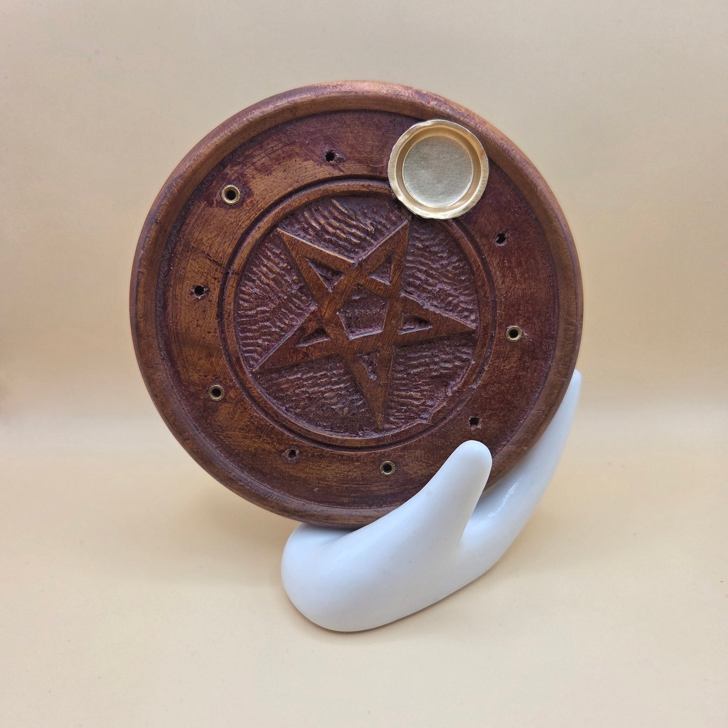 Wooden Pentacle Incense Holder