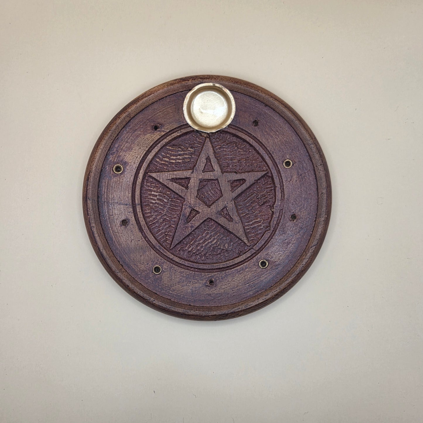 Wooden Pentacle Incense Holder
